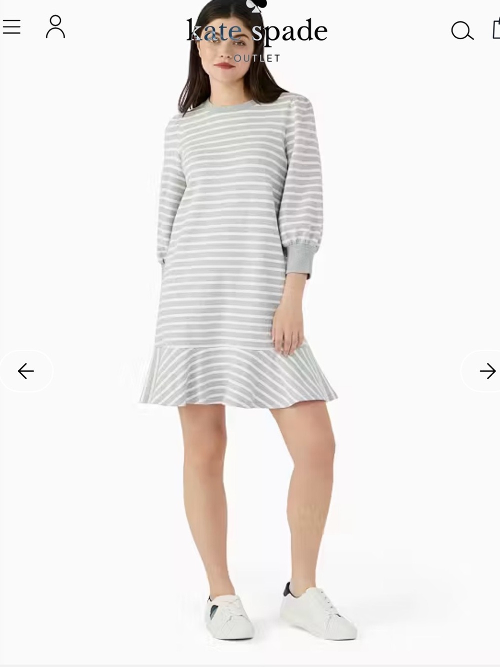 kate spade gray & white striped flounce-hem mini dress